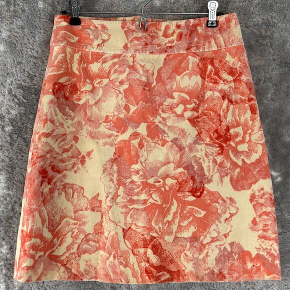 elevenses Dresses & Skirts - Elevenses Sz 4 Peachy Floral Soft Corduroy A-Line Skirt Lined Anthropologie Boho